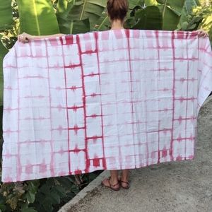 Bali - pink & white authentic batik sarong, handmade, cotton